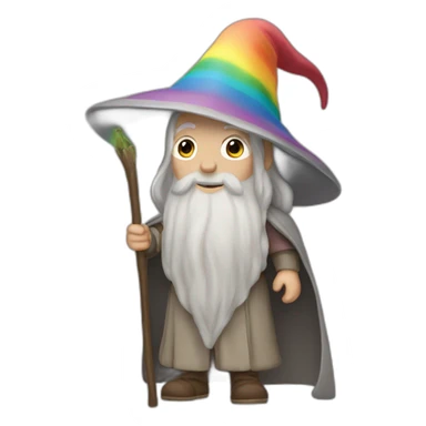 gandalf wearing a rainbow cape sticker