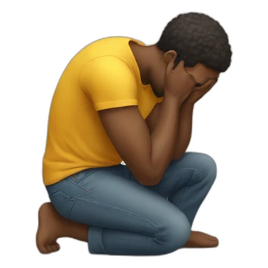 man prostrates himself asking for help sticker