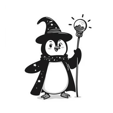 A penguin wizard sticker