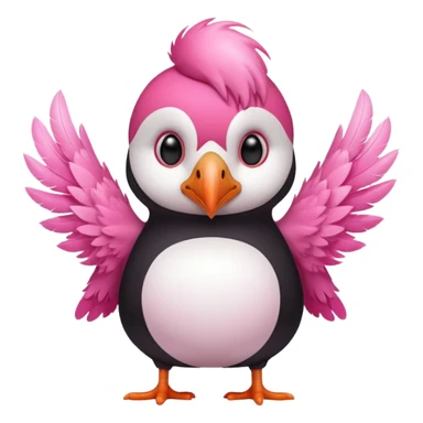 pink puffin steam blowing sticker