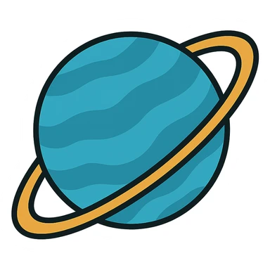 the planet Uranus with its rings, detailed, visually clear, no text, icon style sticker