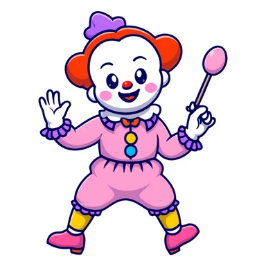 Chica bailando con sonajeros vestida de payasa rosa palo sticker