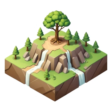 isometric rugged terrain small simple tree sticker