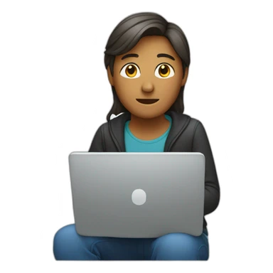 person sitting front on computer sticker