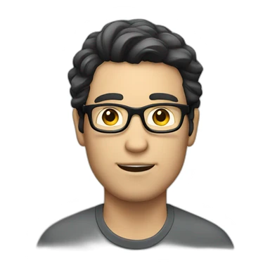 white man with dark hair and glasses talking sticker