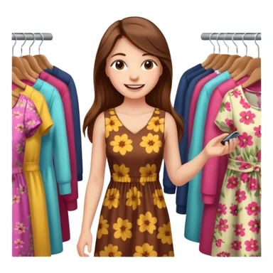 woman with long hair buys clothes in a store, shopping vibe sticker