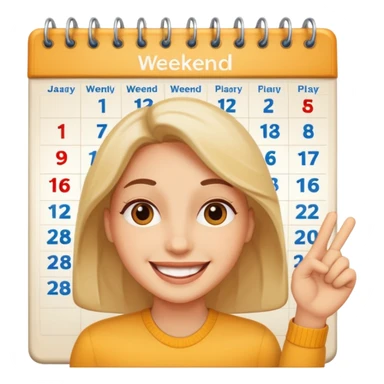 smiling face with a calendar, weekend plans theme sticker