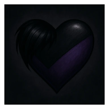 a heart-shaped emo object, black and purple, moody sticker
