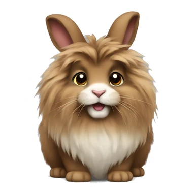 Brown lionhead fluffy rabbit  sticker