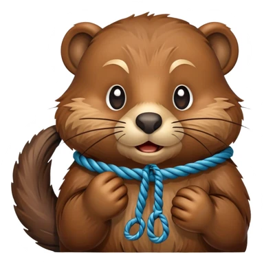 a beaver holding a rope looking sneaky sticker