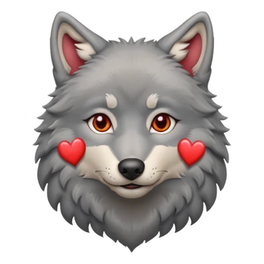 wolf with hearts in its eyes sticker