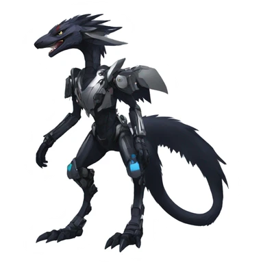 Full body Edgy Anthro Futuristic Mechanical Sergal-raptor-nargacuga-vernid sticker