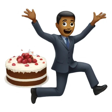 person tripping while holding a cake with their hands sticker