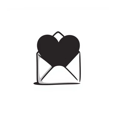 a hand-drawn doodle style of a letter folder with a heart on it sticker