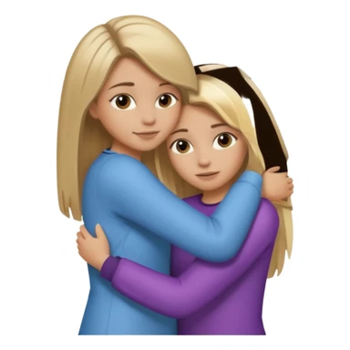 dark blonde girl with highlights and blowout hugging blonde girl with straight hair sticker