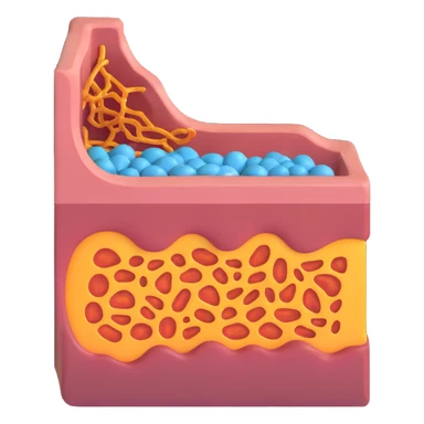 3D cross-section of a biological membrane with visible phospholipid bilayer, proteins, cholesterol, carbohydrate chains, rendered with depth, labeled components, educational and realistic style sticker