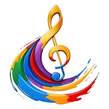 Abstract swirl combining a paint stroke, music note, and stage curtain – symbol of diverse artistic expression sticker