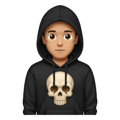 a hoodie with a design of skull on a man  sticker
