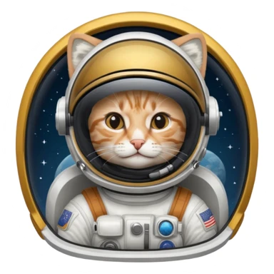 Astronaut with closed helmet rides cat sticker