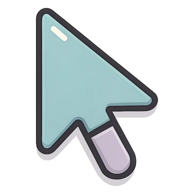 mouse cursor arrow with thickened base, icon-color-outlined style, thin clean outlines, soft rounded shapes, pastel palette #98B5BC, #B5B3C1, #C9A3C9, #E4C0CA, #F7DCD1, #F7C0AA, detailed shadows and highlights, soft lighting, transparent background sticker