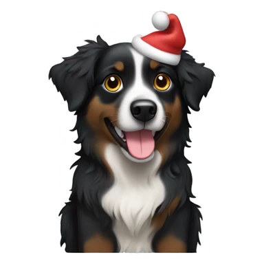 Small black australian shepherd dog Christmas tree sticker