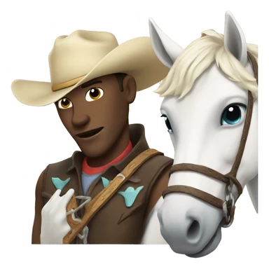 White horse and cowboy  sticker