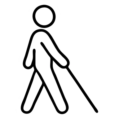 a blind person, simple and clear design, iconic sticker
