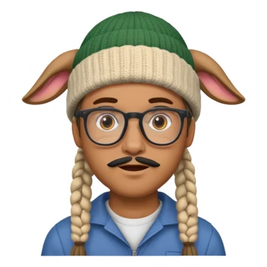 man with braids glasses beanie and goat beard sticker