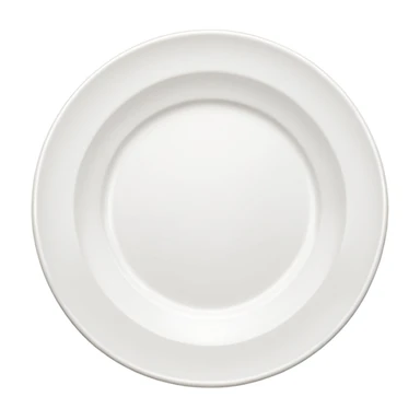 an empty plate, top-down view, simple, white ceramic, no food sticker