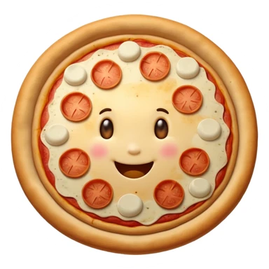 a whole pizza with a cheerful expression sticker