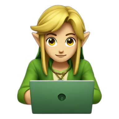 zelda link working with a laptop sticker