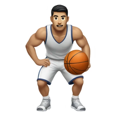 Asian guy playing basketball big muscles sticker