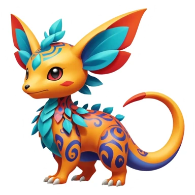 Elemental magical colorful exotic animesque Pokémon-Fakémon-animal-creature sticker