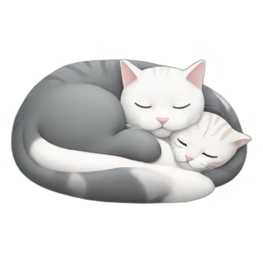 grey and white cat sleeping with other cat sticker