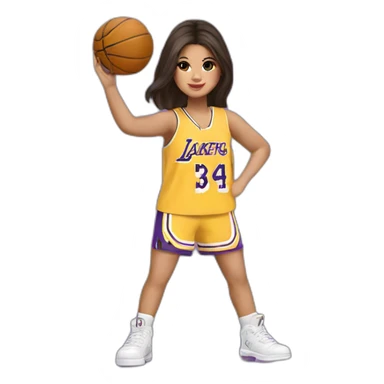 selena gomez with yellow lakers jersey sticker