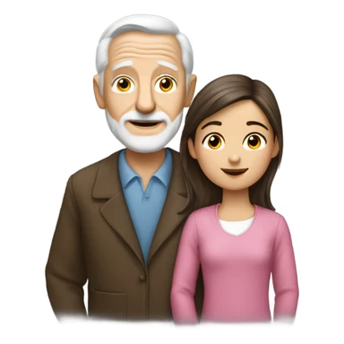 White Grandpa and brunette granddaughter sticker