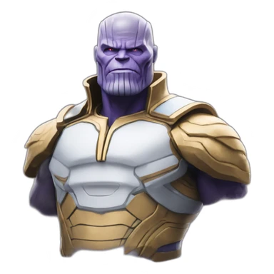 Thanos with "Serene Blue Solo on White"  sticker