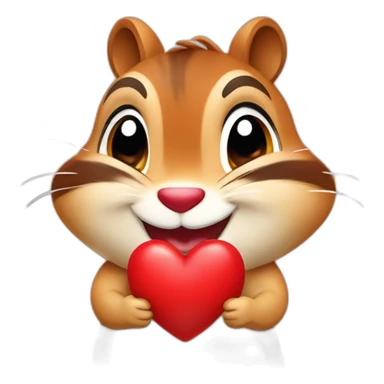 Colorful chipmunk gapoy smiling goving away a red heart sticker