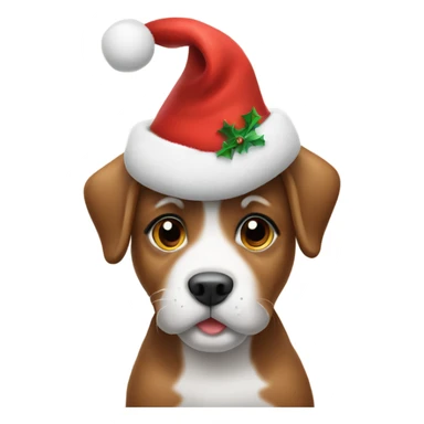 Puppy in Christmas hat sticker
