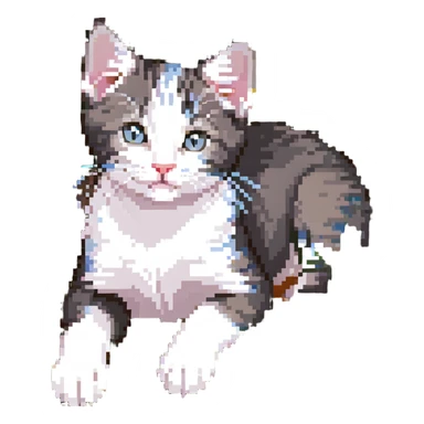 Kitten lying among flowers sticker