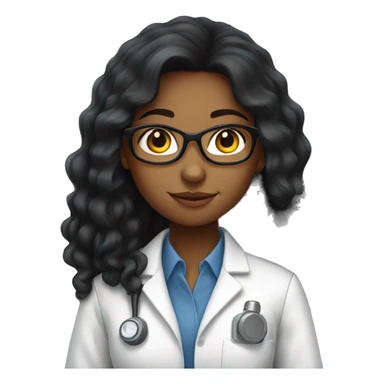 Young African American female scientist with long black hair  sticker