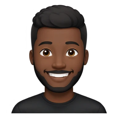 người đàn ông 30 tuổi,áo đen, da đen, tóc cắt cua màu đen, mặt cười vui vẻ, râu quai nón dày màu đen sticker