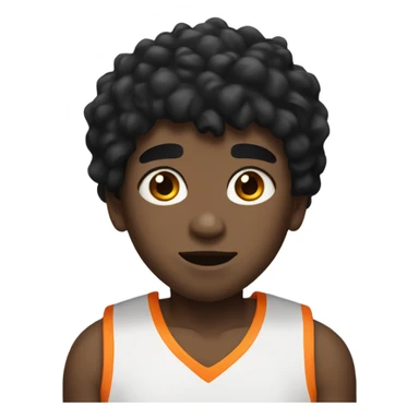 portrait of a boy with black hair with basketball sticker