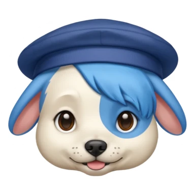 fancy dog with blue hair, wearing hat sticker