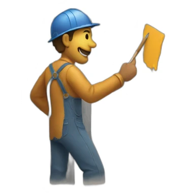 a man paints a fence sticker