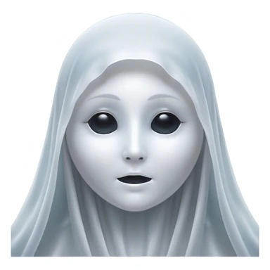 Cinematic Noble Ghost Portrait Emoji, Ethereal and dignified, with a flowing, translucent form in silvery-white hues, wispy and majestic, and a calm, otherworldly expression with deep, thoughtful eyes, simplified yet sophisticated features, highly detailed, glowing with a soft, spectral radiance, high shine, exuding regal mystery and quiet authority, with a soft glowing outline that captures the essence of a ghostly guardian drifting from another realm! sticker