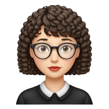 Gótica,cabelo cacheado curto com franja,branca e usa óculos  sticker