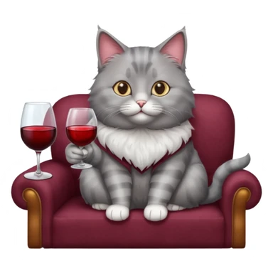 gray Cat sitting On A Couch With Wine sticker