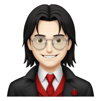 Alucard from Hellsing grinning with his signature glasses on sticker