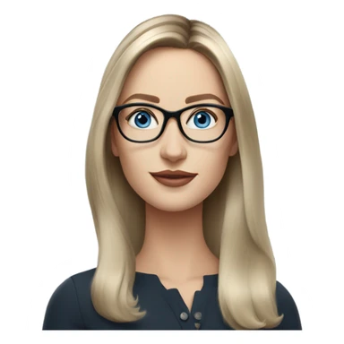 Shoulder length Balayage pale beautiful corporate woman with glasses and blue eyes sticker